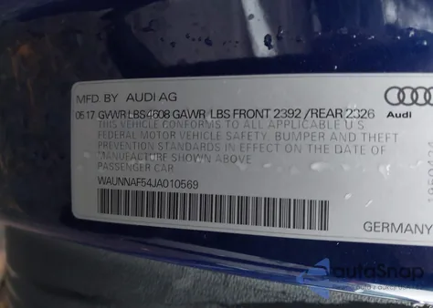 2018 Audi A5 2.0T Premium из США, поврежденный, VIN WAUNNAF54JA010569